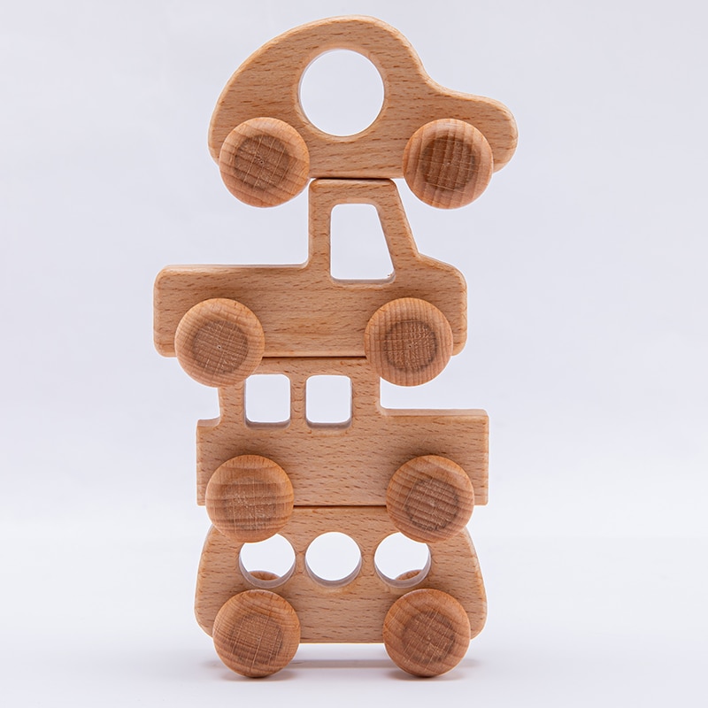 1Pcs Baby Toys Beech Wooden Blocks Wooden Car Cart..